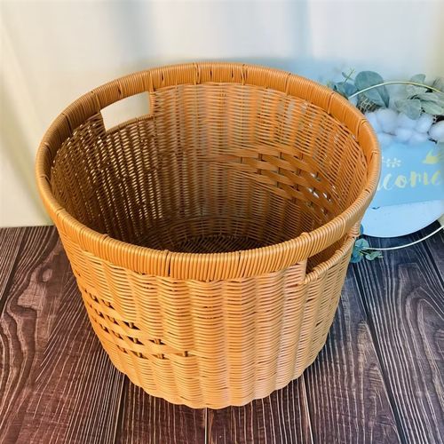 W137c圆筒圆形大号收纳篮仿藤客厅家用储物收纳筐杂物收纳篮脏衣
