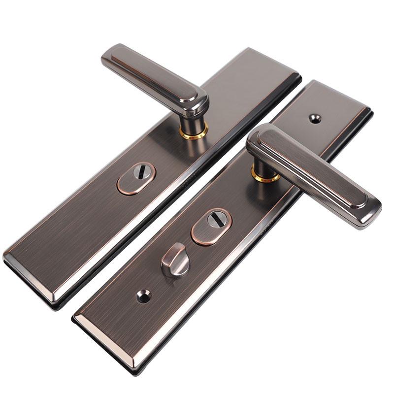 步阳防盗门把手通用型 红古色加厚面板 304O不锈钢进户门大门拉手