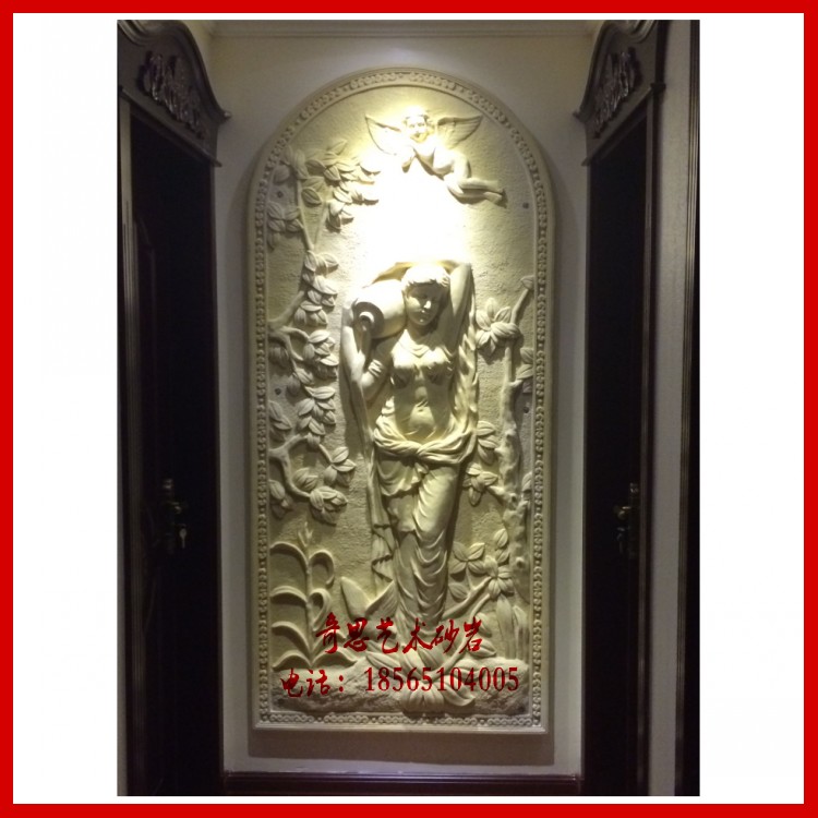 砂岩雕塑砂e岩浮雕人造石材电视背景墙别墅壁画欧式人物雕塑沐浴