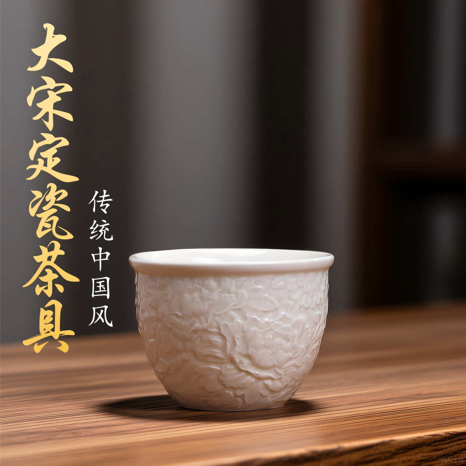 大宋定瓷万花杯主人杯专用品茶杯