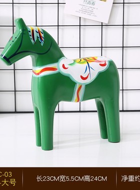 小摆件木马摆设创意手工木制品桌面木质复L古家居房间装饰木头工