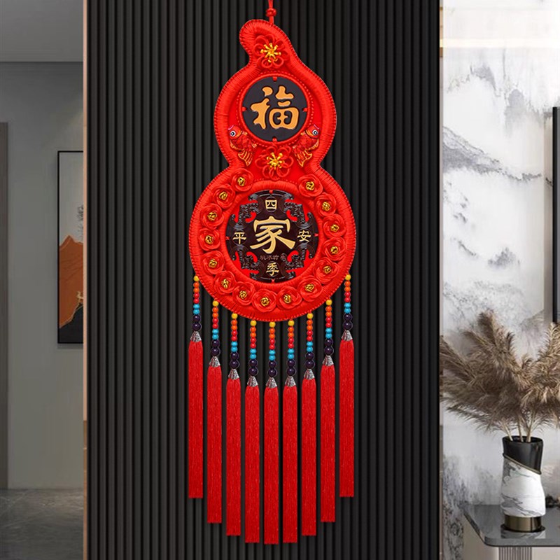 中国结挂b件客厅大号桃木福字中国结玄关乔迁平安结家居装饰墙壁