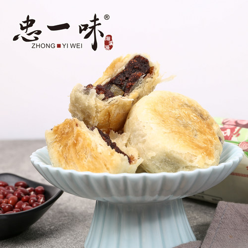 忠一味活油豆沙月饼传统手工制作掉渣酥皮豆沙馅中秋点心湖州特产