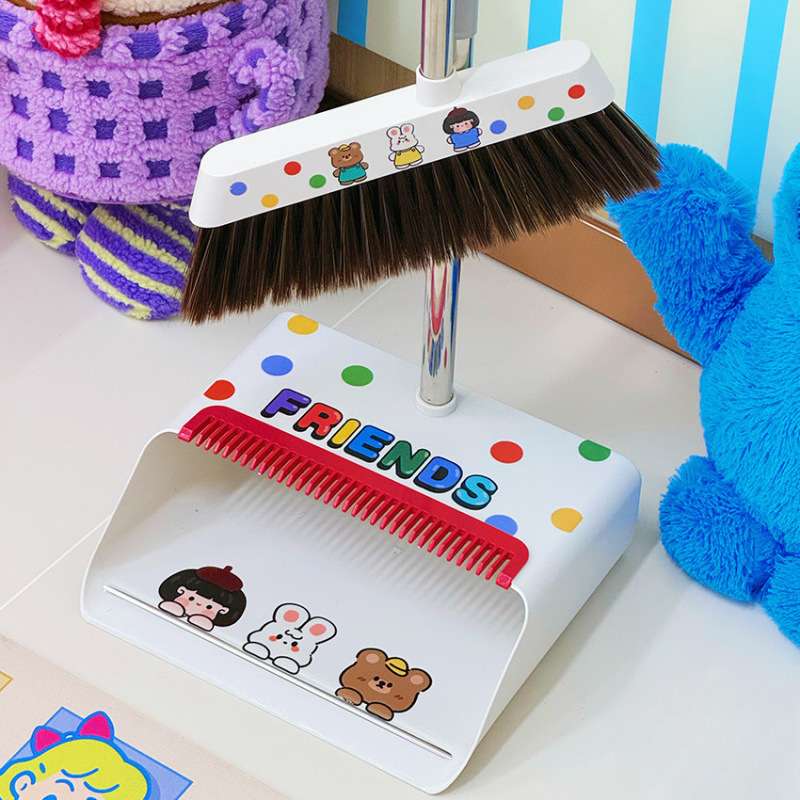 多巴胺波点扫把簸箕套装高颜值家用扫地组合扫帚垃圾铲不沾头发