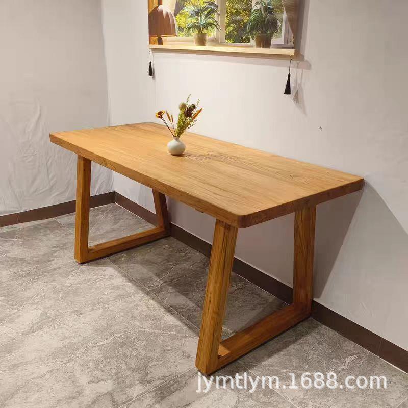 老榆木书桌简约中式办公书法桌实木画案写字台原木茶桌长方形餐桌