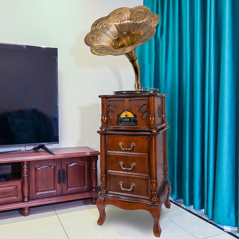 黑胶唱片机复古留声机客厅欧式仿古大喇叭电唱机R音响留音机S16