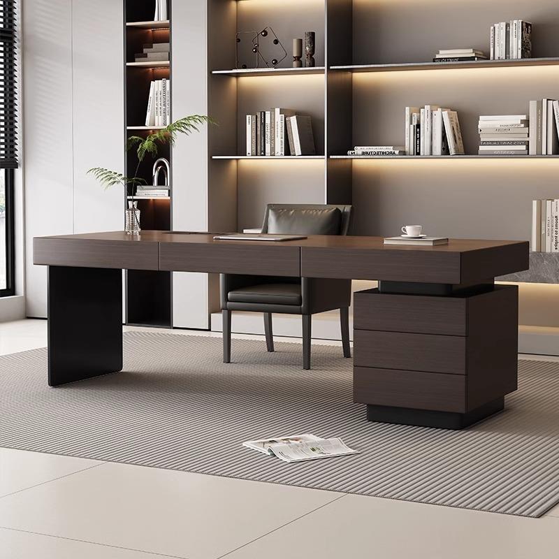 意式极简办公桌家用高档书房书桌椅组合轻奢现代简约设计师电脑桌
