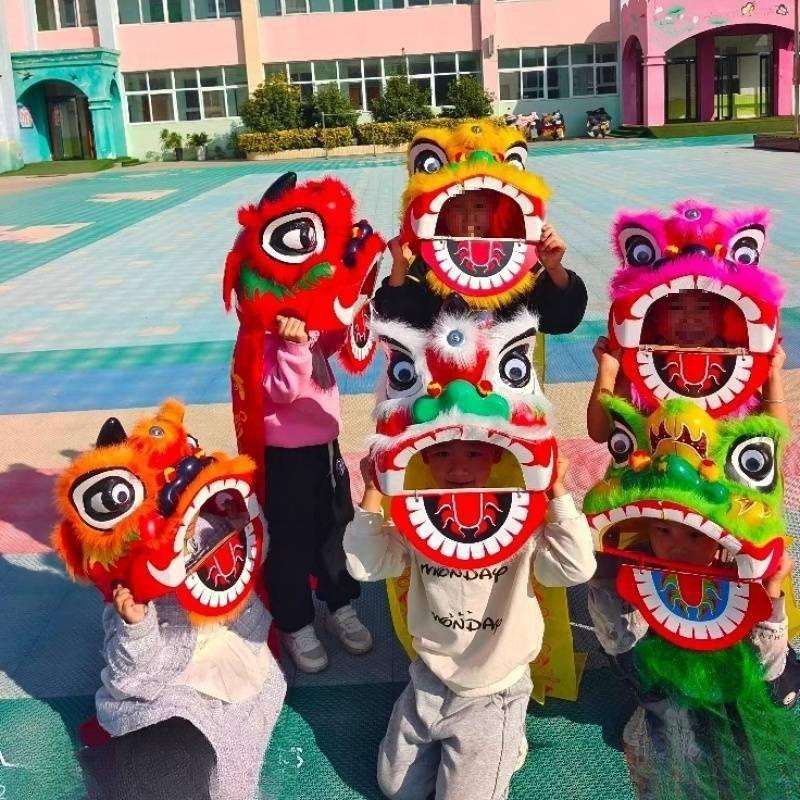 塑料儿童舞狮子道具套装 舞狮头鼓-岁幼儿园表演小狮头玩