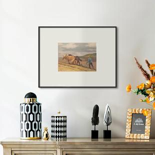 小众餐厅壁画 饰画复古田园玄关柜挂画美式 田野 北欧乡村风景装