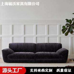 兰德里沙发法式复古风三人位直排简约现代意式黑色系雪尼尔绒沙发