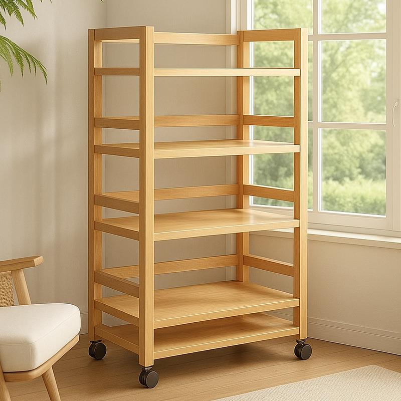 旋转书架实木落地一体靠墙置物架桌旁收纳柜多层简易柜子书柜架子