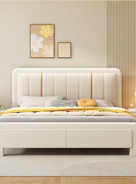 实木简约现代白色简约卧室1.5米简约主卧轻奢1.8米双人床高箱储物