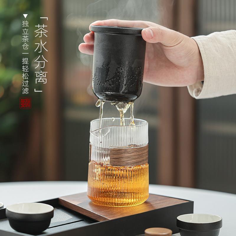 陶瓷旅行茶具便携式套装泡茶户外旅游露营喝茶装备定 制快客