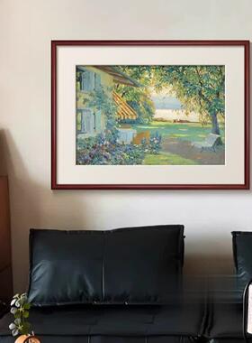 《艺术家花园》轻法式绿色风景客厅装饰画中古风春天卧室床头挂画