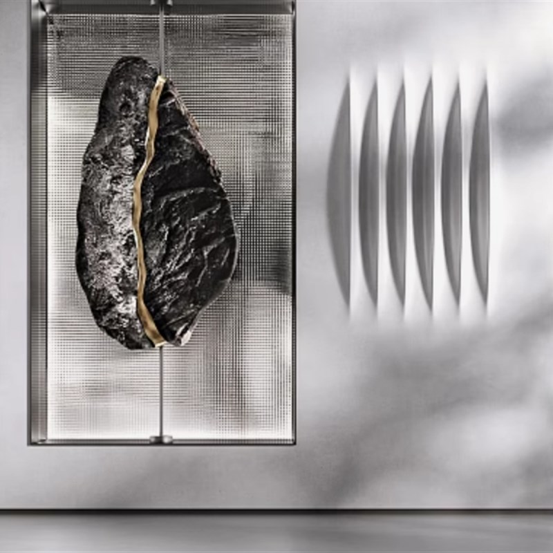 玻璃钢石头雕塑摆件石来运u转新中式酒店会所售楼处楼梯间艺术装