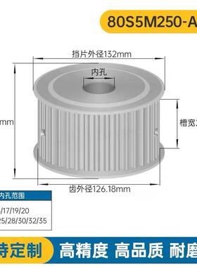 S5M80齿 两面平同步轮 槽宽27 AF型 同步带轮 齿轮80S5M250-A