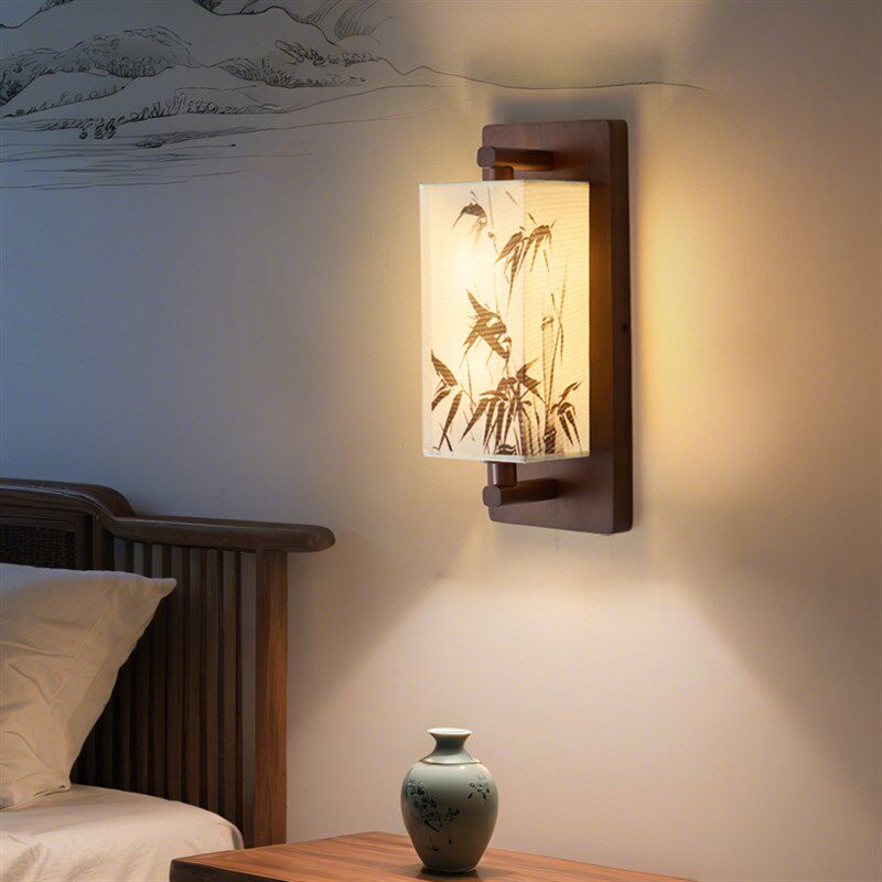 2025新款宋代美学新中t式壁灯原木风主卧床头壁灯走廊过道客厅墙