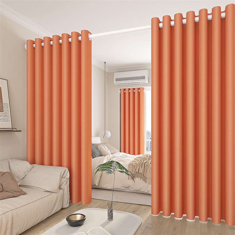 房间隔断门帘免打孔安装遮u光窗帘卧室客厅空调隔冷气屏风分隔遮