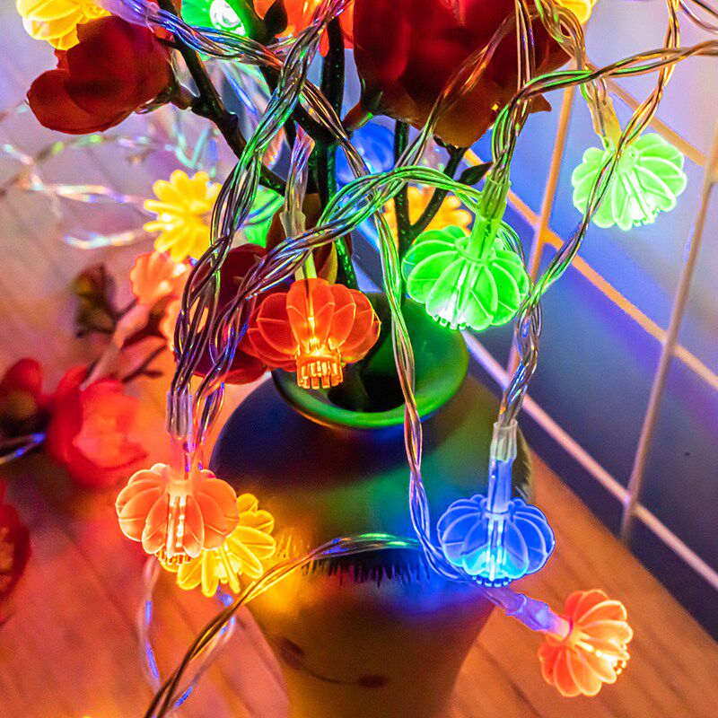 新年太阳能装饰红灯笼串户外院子挂饰过年L春节发光中国结布置阳