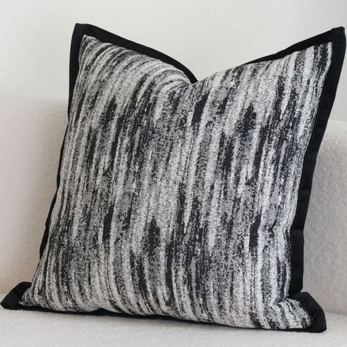 新中式黑灰系组合黑边抱枕高级轻C奢感客厅沙发靠枕靠垫腰枕含芯