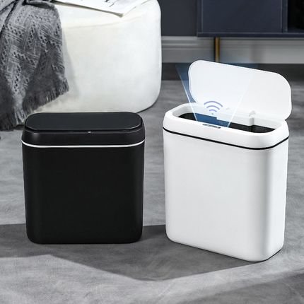 简约智能感应垃圾桶家用卧室静z音收纳桶卫生间防臭纸桶客厅踢踢