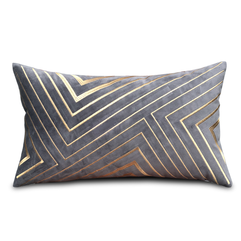 金线刺绣抱枕客户沙发太空银片靠垫套轻奢样板房软包Y床上靠枕腰