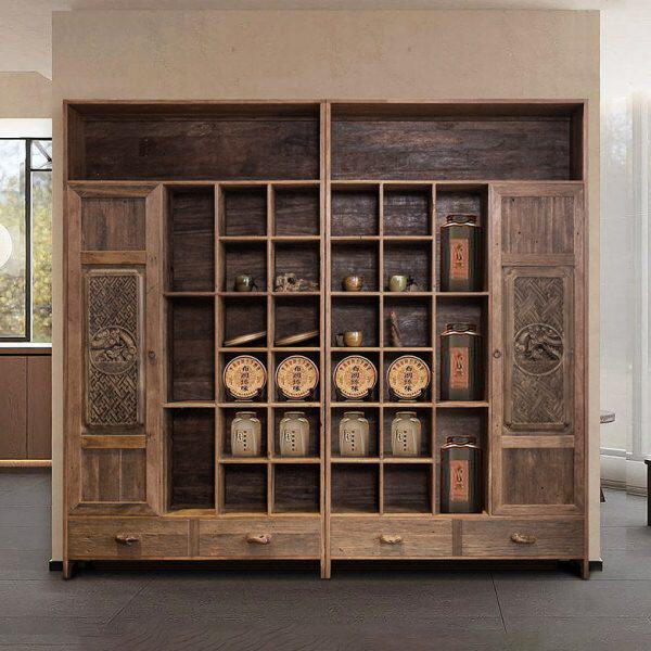 博古架家具实木东南亚客厅隔断禅意风诧寂玄关置物架展示架茶柜架