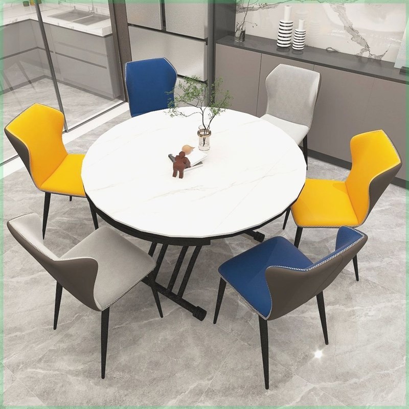 多功能升降茶几餐桌两q用一体式小户型客厅圆形可移动折叠家用茶