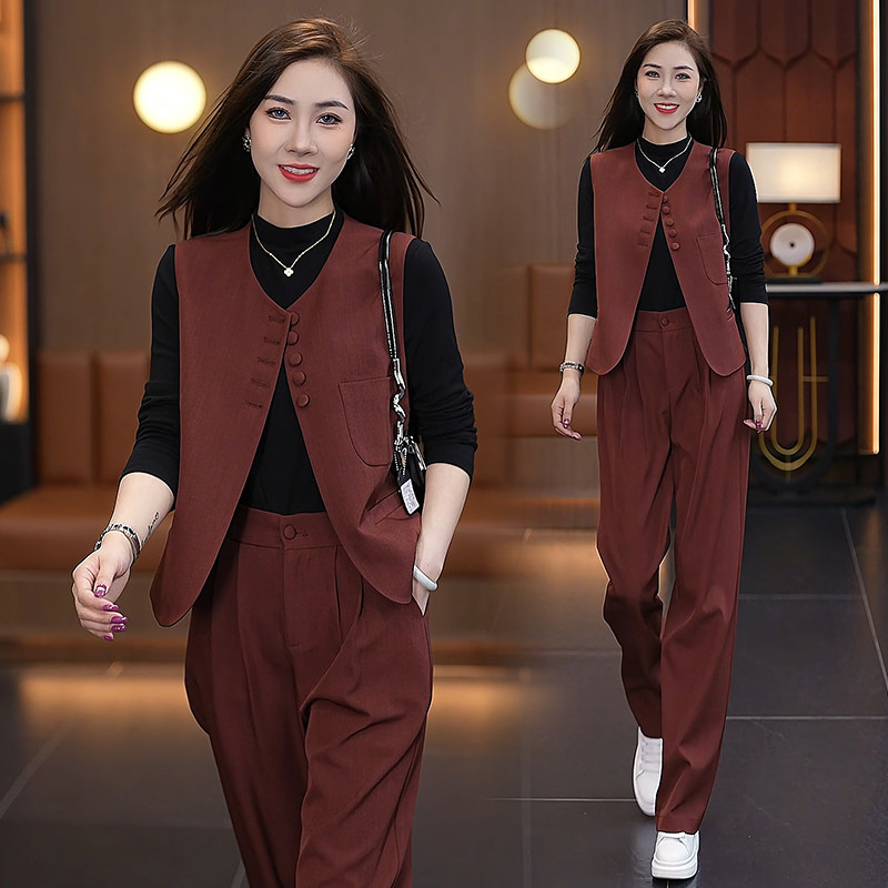 高级感时尚气质套装女春秋季2025新款欧货马甲打底衫直筒裤三件套,服饰配件/皮带/帽子/围巾,多件套,淘宝优惠券,粉丝福利购,淘宝优惠卷