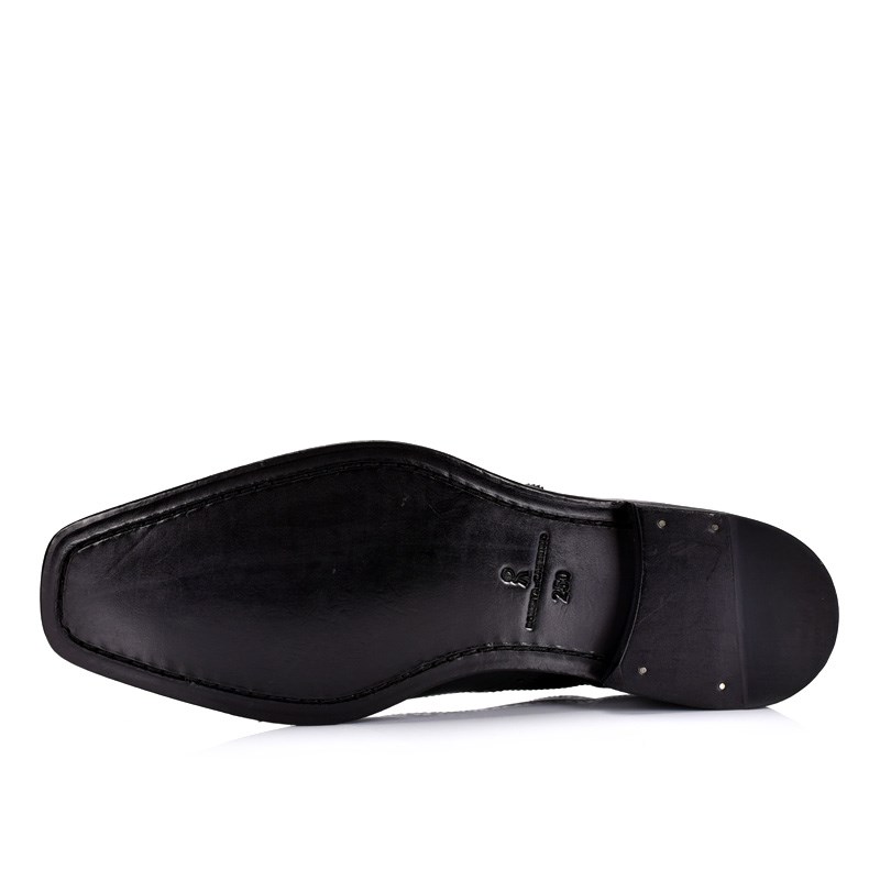 新款水洗商务正装男鞋英伦雕花小方头德比鞋系带低跟男士皮鞋