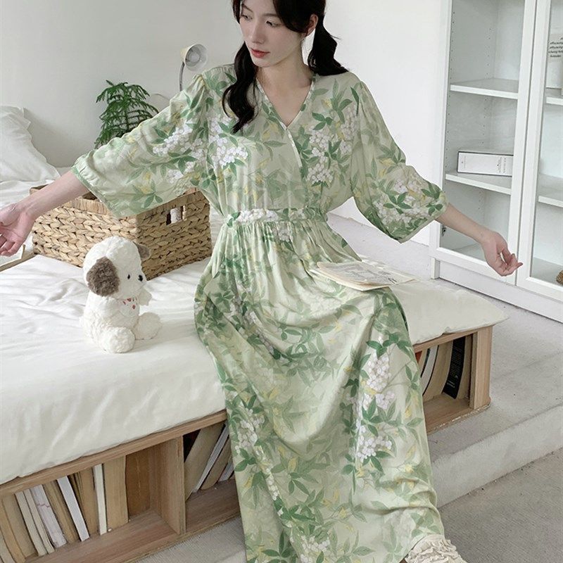 有口袋腰围可调节2024新款棉绸睡裙女加长到脚踝款高个子孕妇可穿,女士内衣/男士内衣/家居服,睡裙,淘宝优惠券,粉丝福利购,淘宝优惠卷