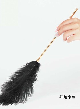 黑色鸵鸟c 金属手柄羽毛棒 小棒子