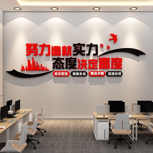 办公室墙面装饰司高级感背景氛围C布置企业文化标语贴挂画进门形
