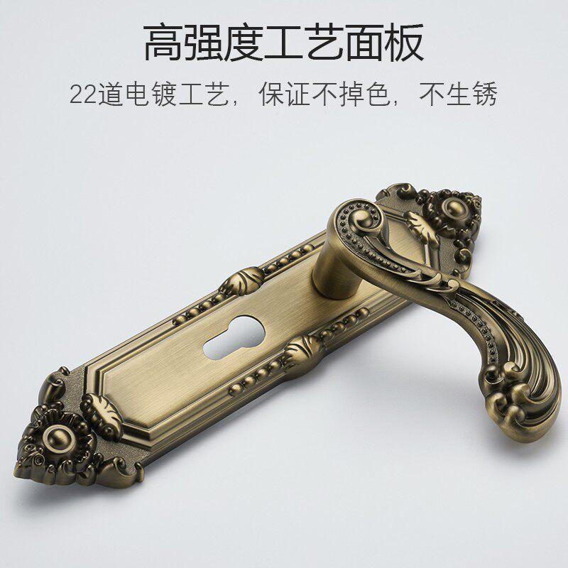 欧式现代机d械门锁家用静音执手锁五金把手三件套锁具卧室房实木