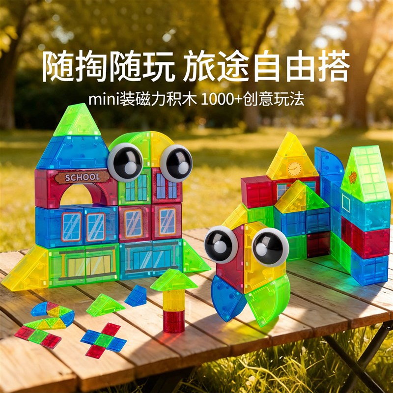 百变磁力方块积木儿童立体几何教具便携大颗Q粒磁性拼图益智玩具