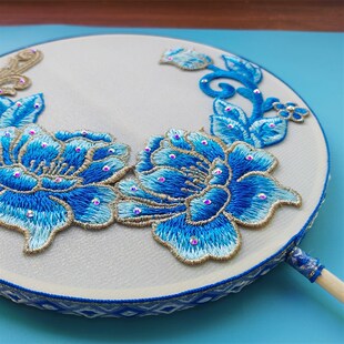 剧目醉清波舞蹈扇子新古典长柄团扇双面绣花成人儿童款表演出