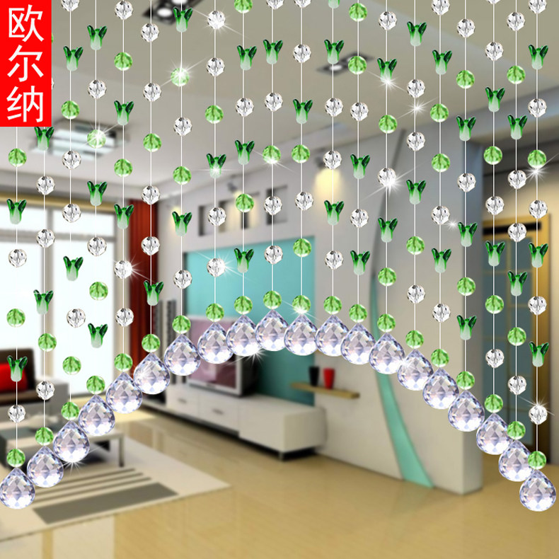 新款白菜水晶珠帘卧室隔断帘门G帘子成品玄关挂帘免打孔