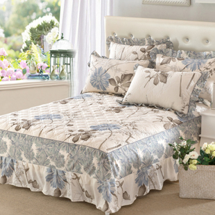 夹棉纯棉床裙式一米八床罩单件三件套全棉加厚款床单床套床围四季