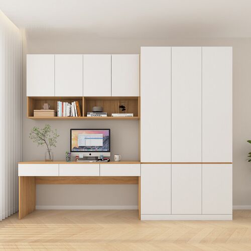 可定制实木书架桌卧室吊柜台式电脑桌衣柜K书桌一体家用简约写字