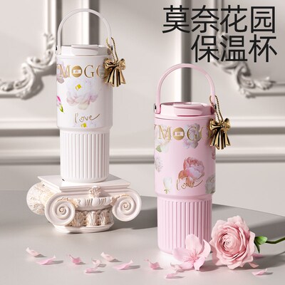 夏天保温杯女生高颜m值2025新款大容量便携冰霸杯吸管水杯子保冷