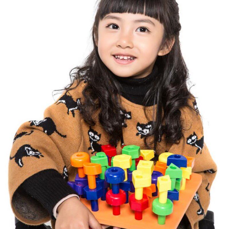 幼儿园儿童益智拼装玩具 大颗粒塑料拼插N积木钉和钉板益智玩具