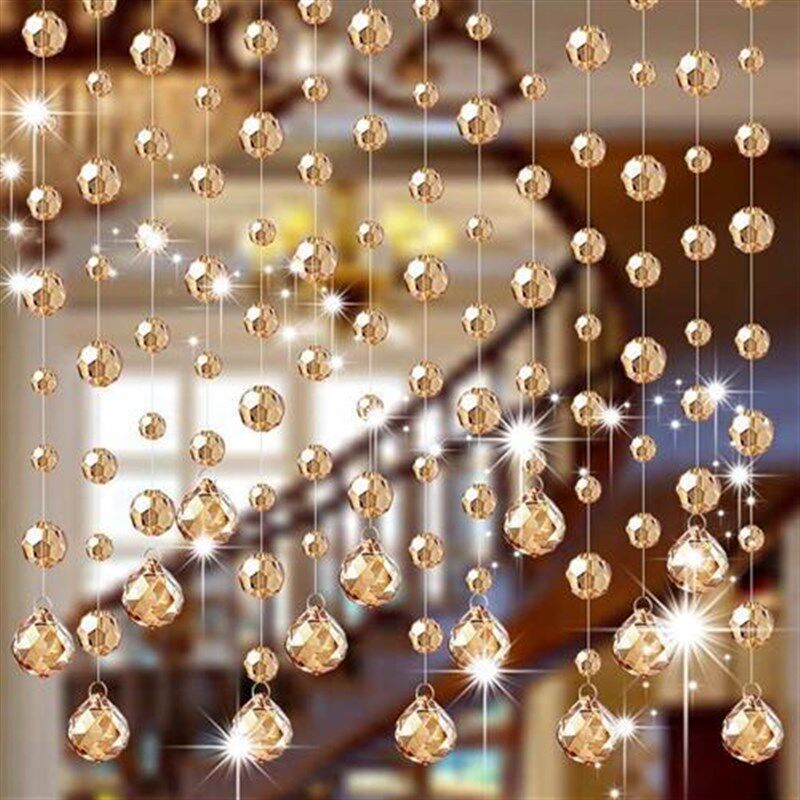 家用对门水晶入户门帘免玄关打孔子吊卧室珠帘挂帘隔断走廊帘客厅