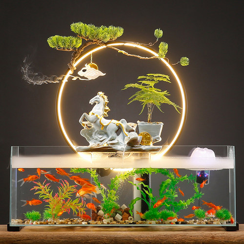 中式招财流水摆件循环水s生财鱼缸家居办公室桌面装饰开业乔迁礼