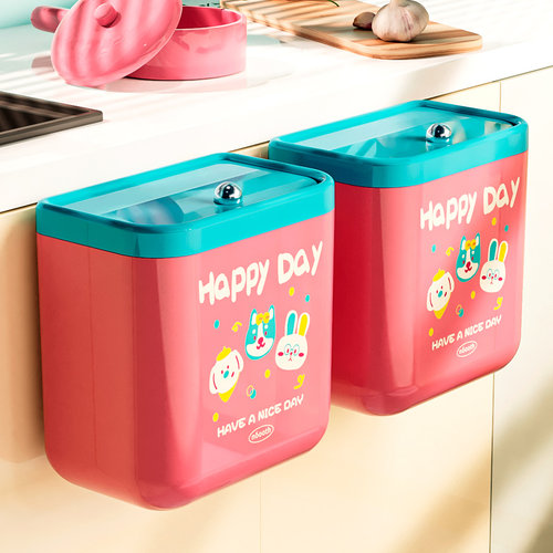 厨房垃圾桶挂e式家用2024新款粉蓝大号大容量厨余垃圾专用免弯腰