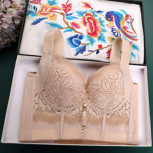 美容院七排扣调整型收副乳文胸薄款大胸显小内衣上托矫正聚拢胸罩