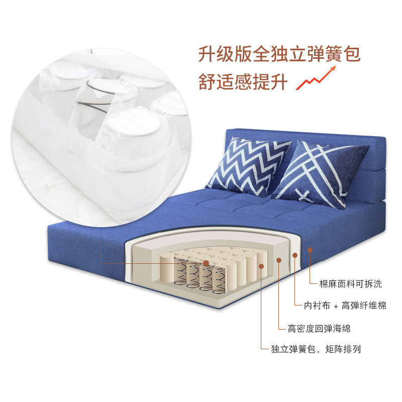 懒人沙发榻榻米折叠床折叠u沙发床单人可折叠双人沙发弹簧包小户