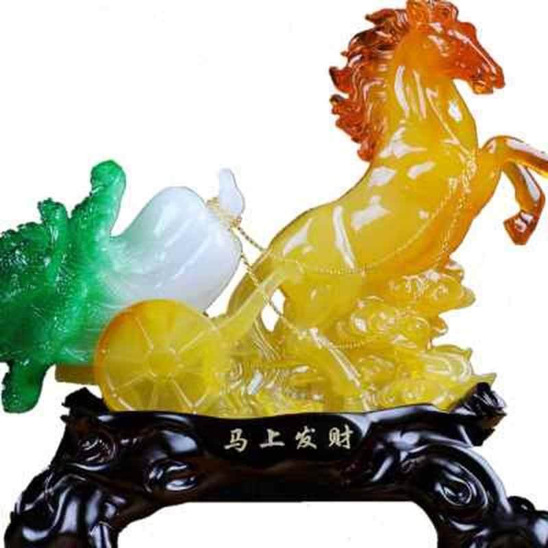 招财马摆件玉白菜j小摆设家居客厅电视酒柜玄关工艺装饰品开业礼o