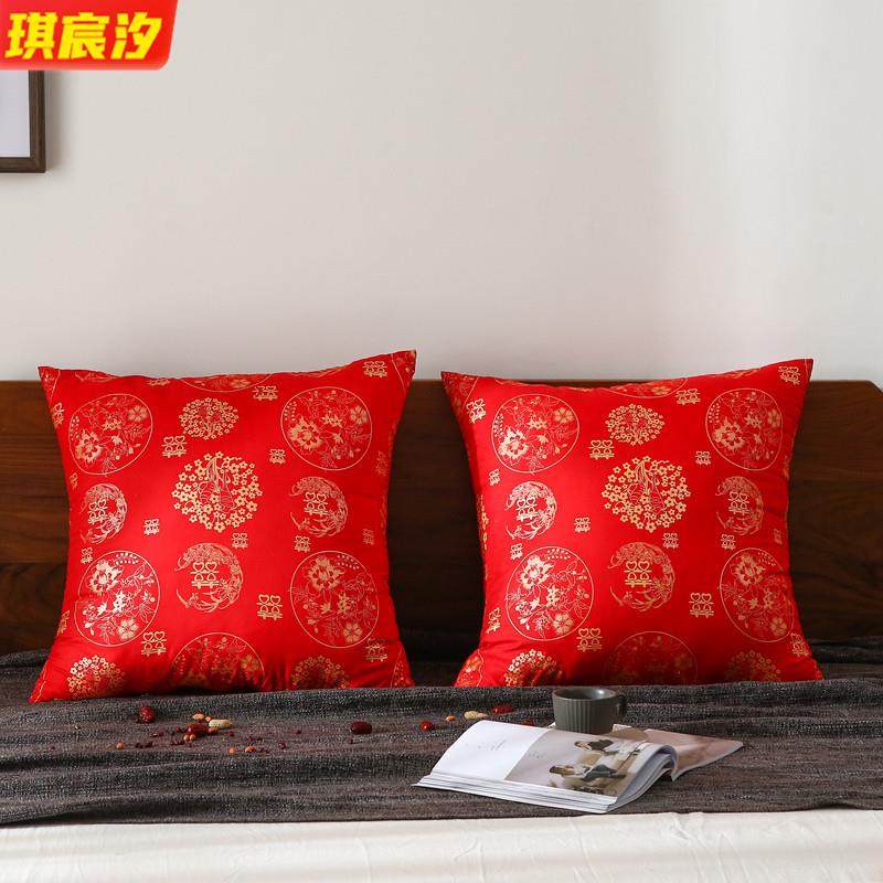 厂家大红婚庆方枕芯60×60磨毛枕头枕芯量大从优喜庆床品配件