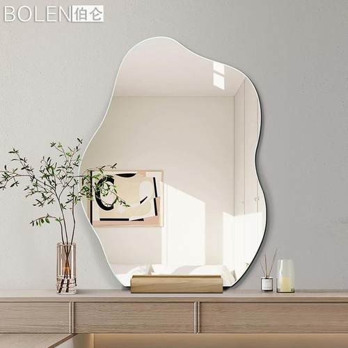伯仑异形梳妆台化妆镜靠墙实木底座桌面镜立体美妆镜装饰镜免打孔