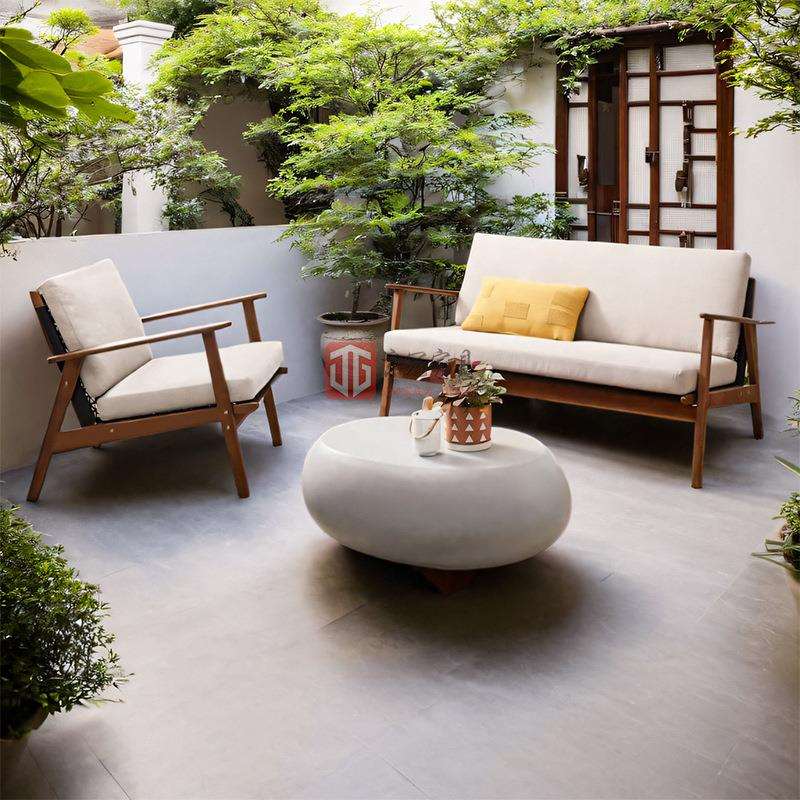 户外柚木沙发休闲绳编阳台庭院花园别墅组合防水防晒桌椅茶几实木